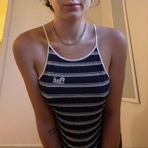 PINK blue striped tank-M